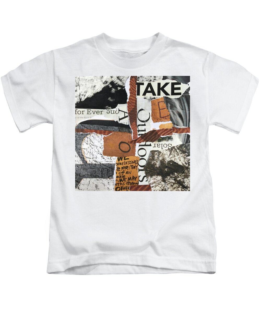 Torn Paper Collage Kids T-Shirt featuring the mixed media Subtext No. 4 Collage Art by Nancy Merkle