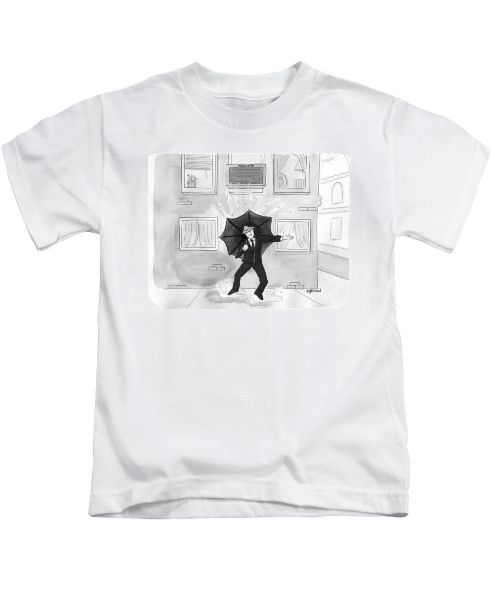 Captionless Kids T-Shirt featuring the drawing Summer Rain by Amy Kurzweil