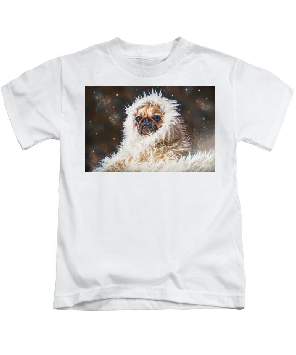 Pug Kids T-Shirt featuring the painting The Abominable Pug by Tina LeCour