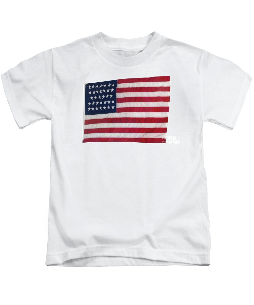 The Kids T-Shirt featuring the drawing The American National Flag, With 34 Stars, Effective From 1861 To 1863 Fort Pillow State Park, Tennessee (usa) by American School