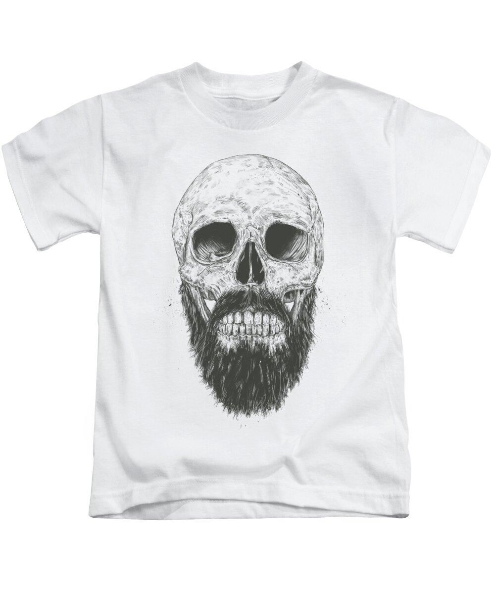 Skull Kids T-Shirt featuring the drawing The beard is not dead by Balazs Solti