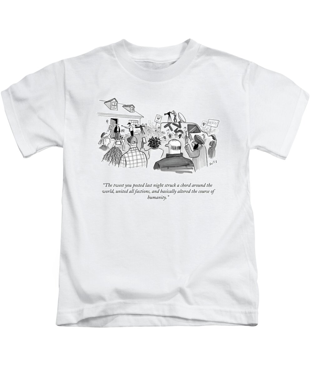 the Tweet You Posted Last Night Struck A Chord Around The World Kids T-Shirt featuring the drawing The Course of Humanity by Julia Suits