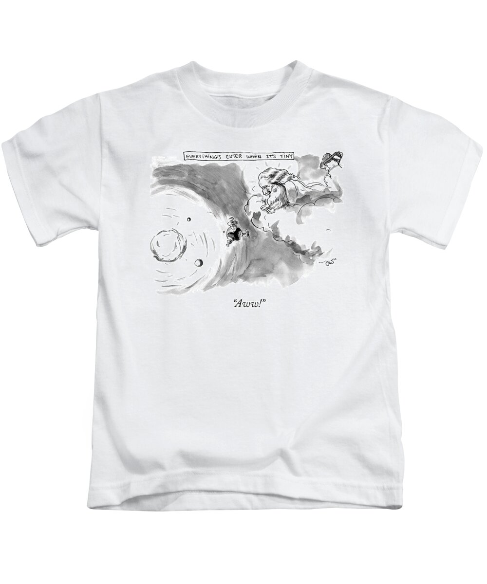 aww! Everything's Cuter When It's Tiny Kids T-Shirt featuring the drawing The Cute Earth by Carolita Johnson