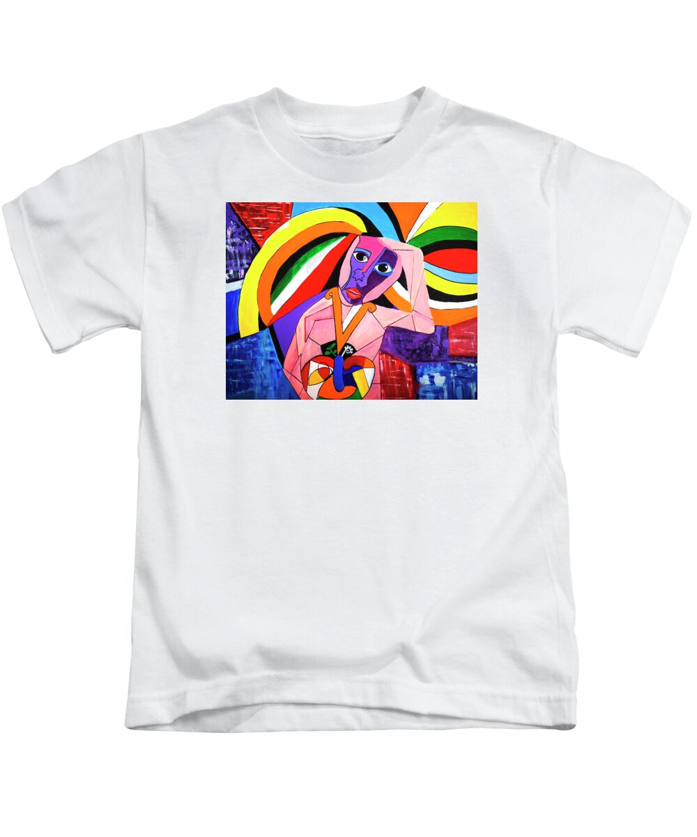 Love Kids T-Shirt featuring the painting Thinking of Peace by Jose Rojas