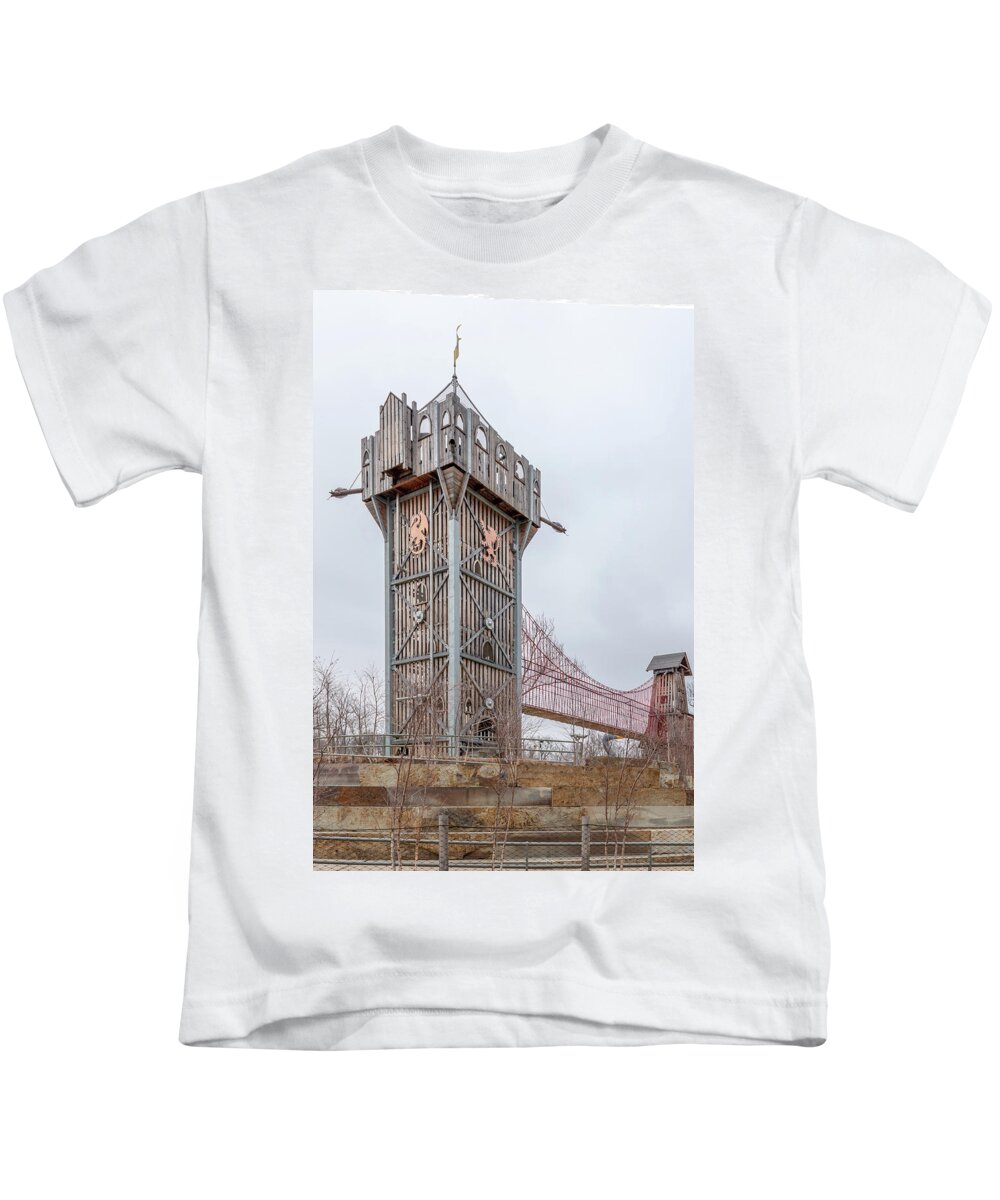 Gathering Place Kids T-Shirt featuring the photograph Tulsas Gathering Place Playground Castle by Bert Peake
