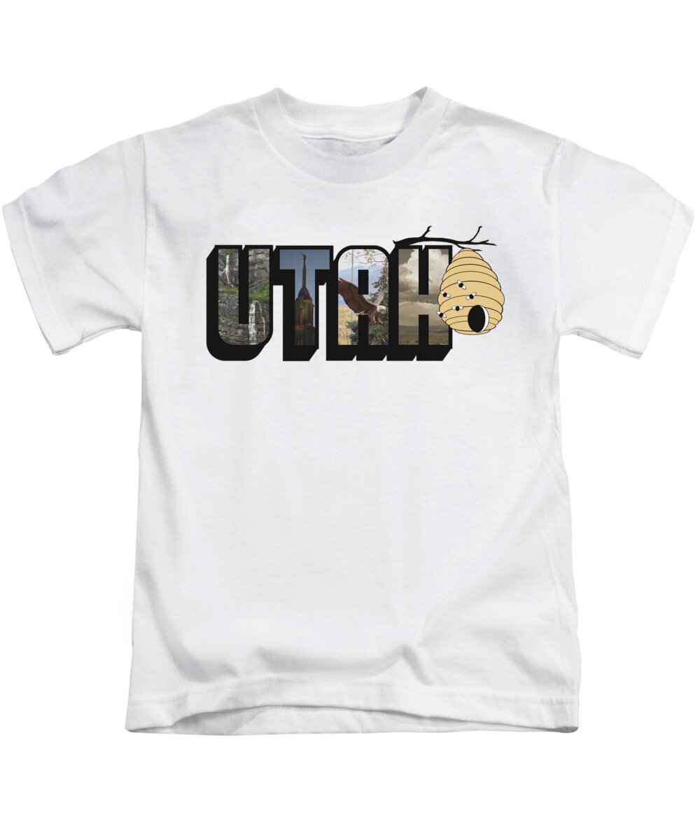 Big Letter Kids T-Shirt featuring the photograph Utah The Beehive State Big Letter by Colleen Cornelius