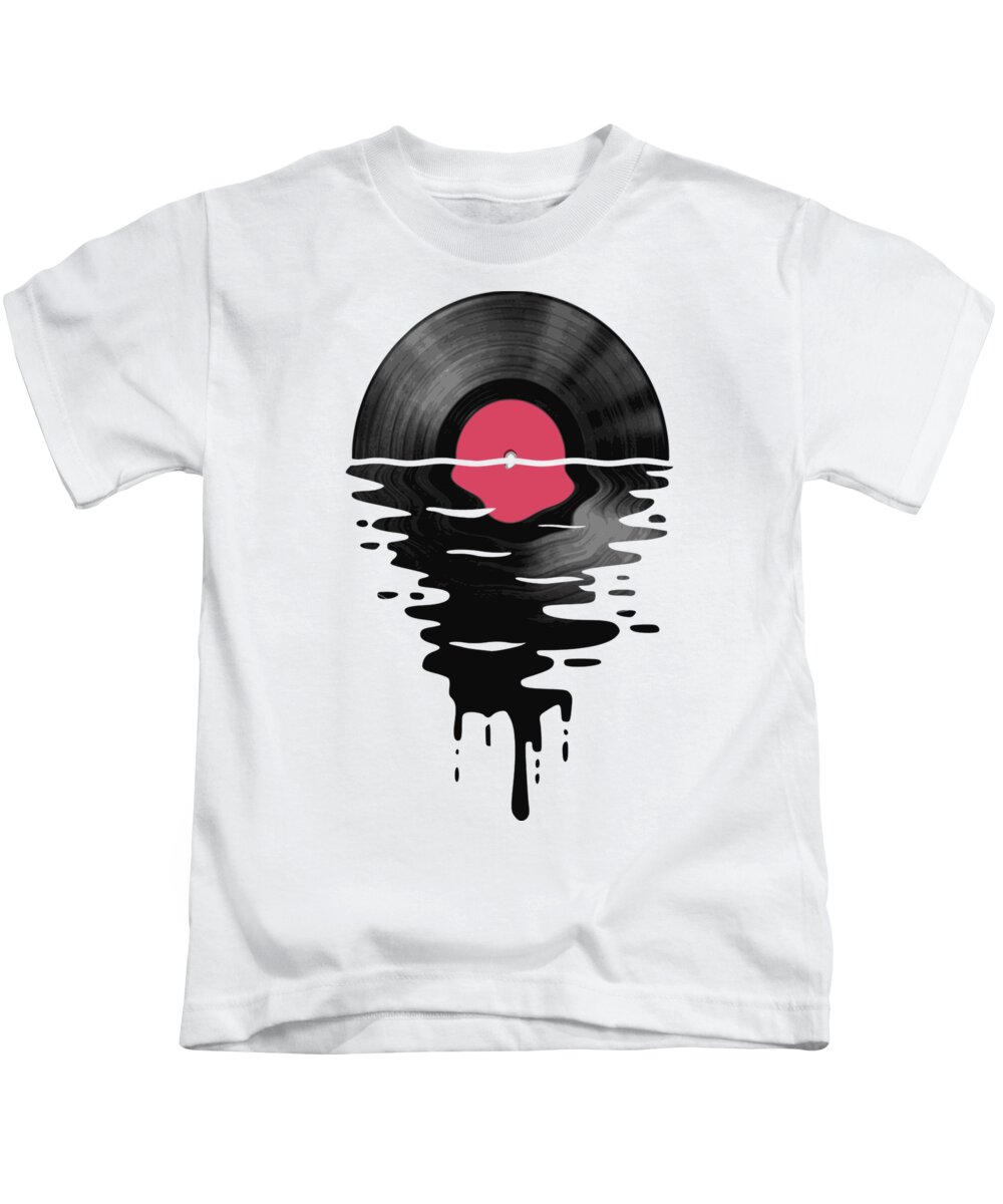 Lp Kids T-Shirt featuring the digital art Vinyl LP Record Sunset by Filip Schpindel