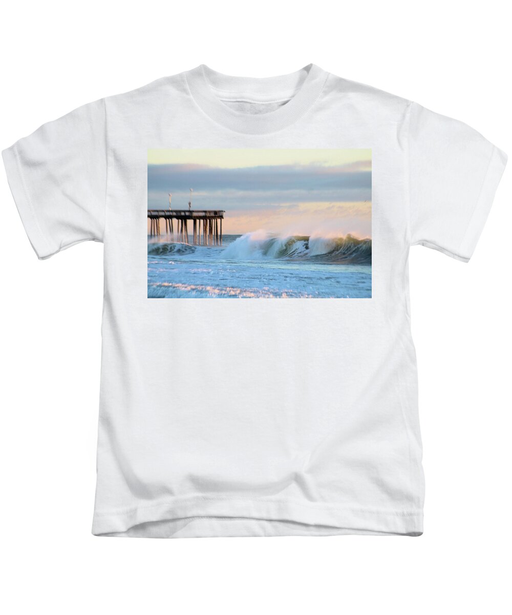 Atlantic Kids T-Shirt featuring the photograph Waves At The Inlet Beach by Robert Banach