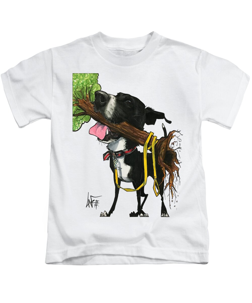 White 4479 Kids T-Shirt featuring the drawing White 4479 by Canine Caricatures By John LaFree
