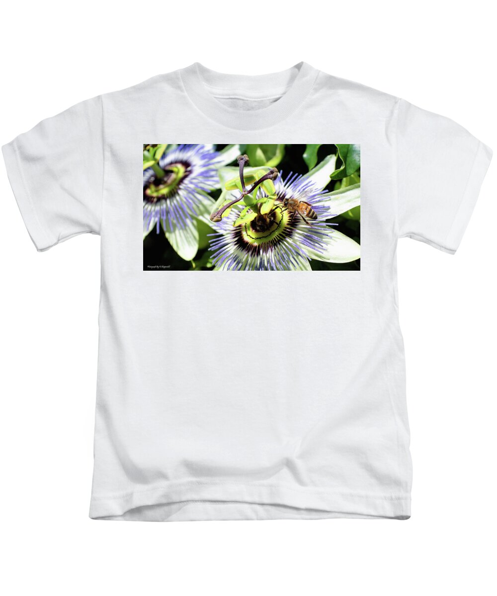 Wild Passion Flower Kids T-Shirt featuring the digital art Wild passion flower 001 by Kevin Chippindall