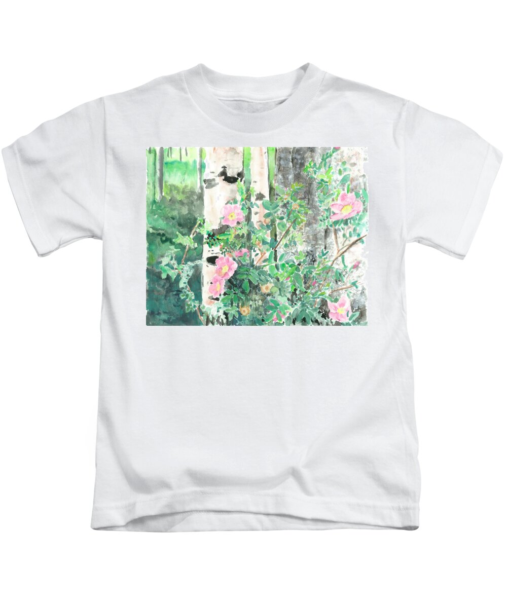 Wild Roses Kids T-Shirt featuring the painting Wild Rose by Jeremy Robinson