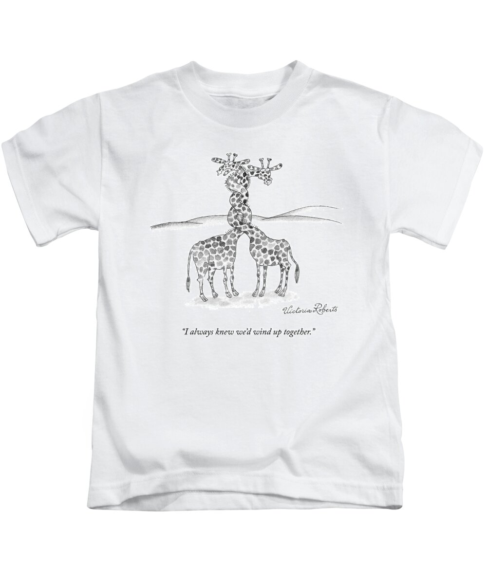 Cctk Kids T-Shirt featuring the drawing Wound Up Together by Victoria Roberts