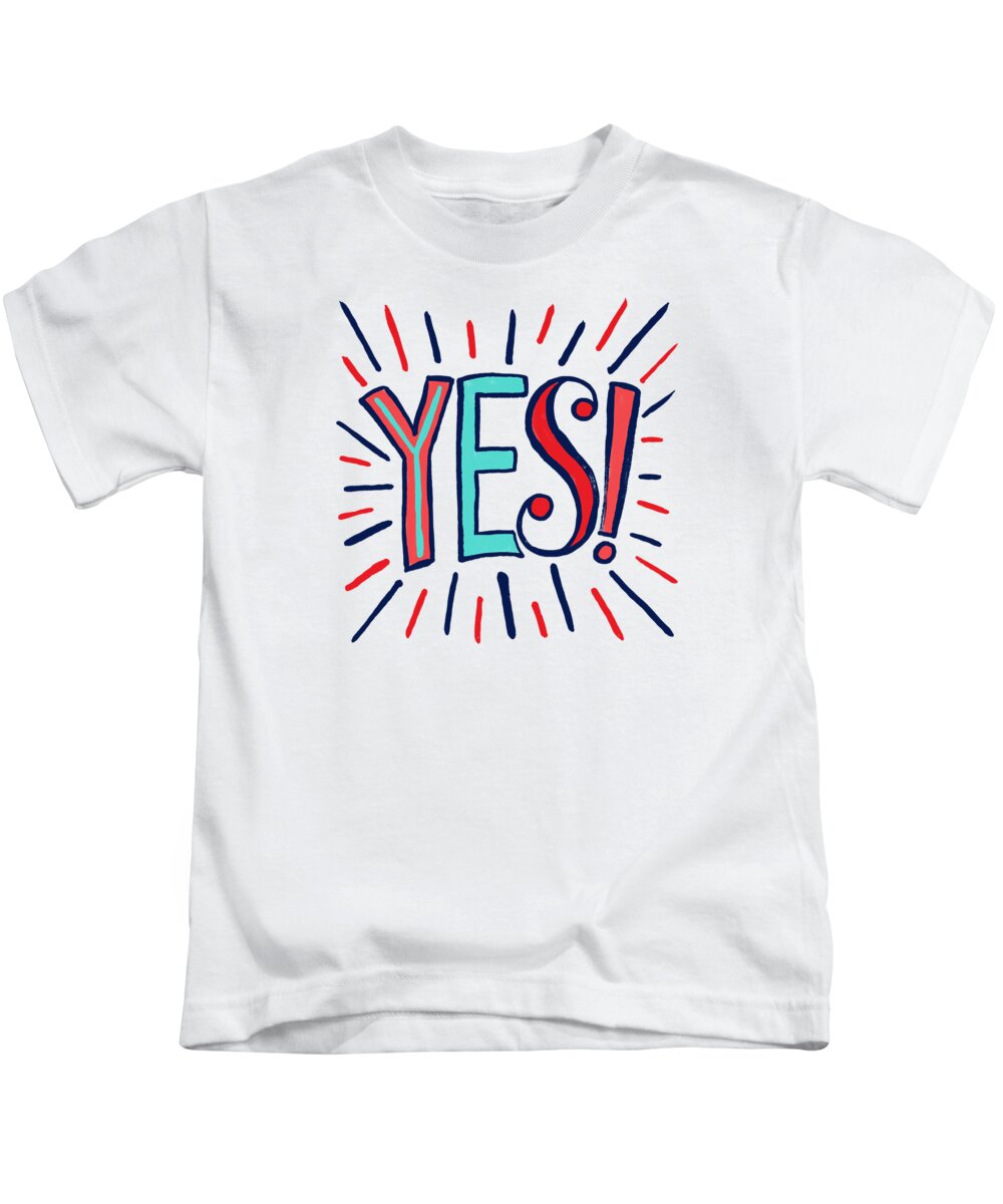 Yes Kids T-Shirt featuring the painting Yes by Jen Montgomery