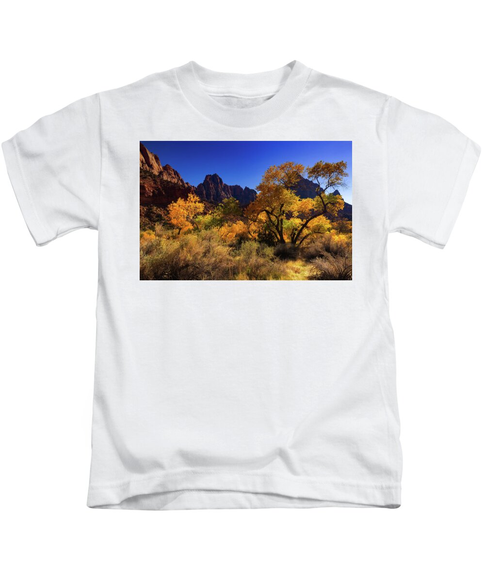 Fall Colors Kids T-Shirt featuring the photograph Zions Beauty by Tassanee Angiolillo