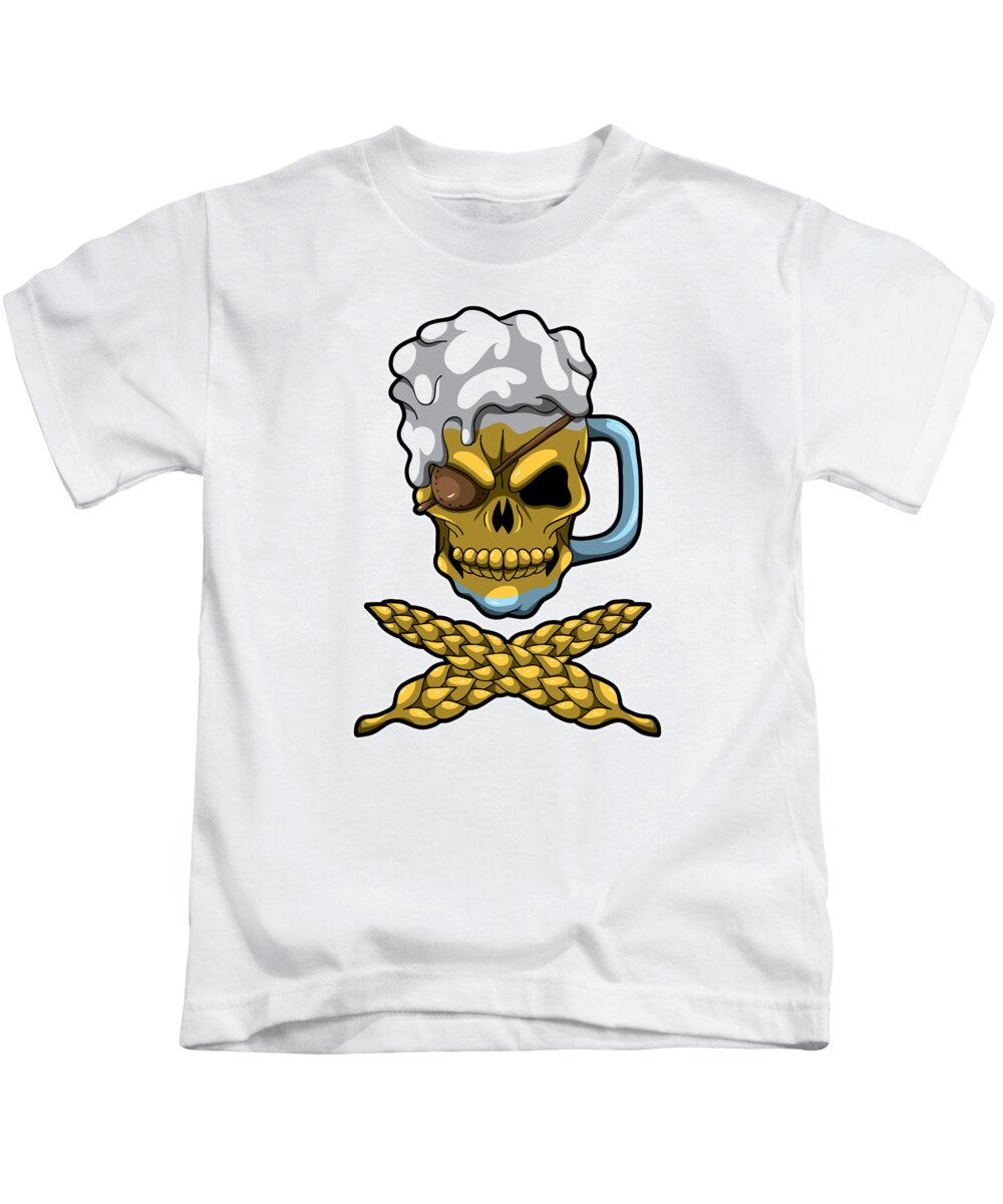 Beer Mug Skull Brewery Pirate Oktoberfest Kids T-Shirt by Mister Tee -  Pixels
