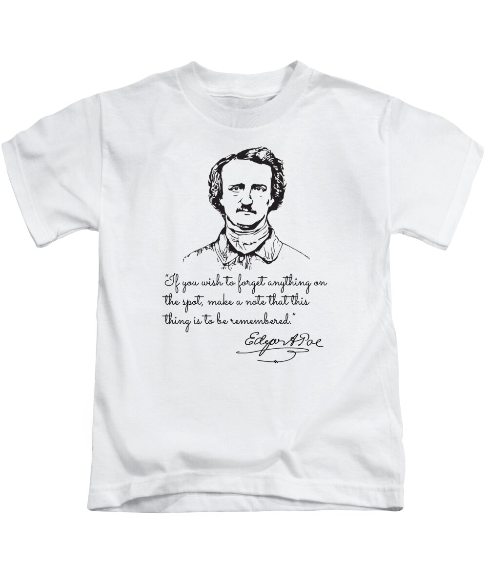 Edgar Allan Poe Kids T-Shirt featuring the drawing Best Edgar Allan Poe Vintage #1 by Bruno Oliveira