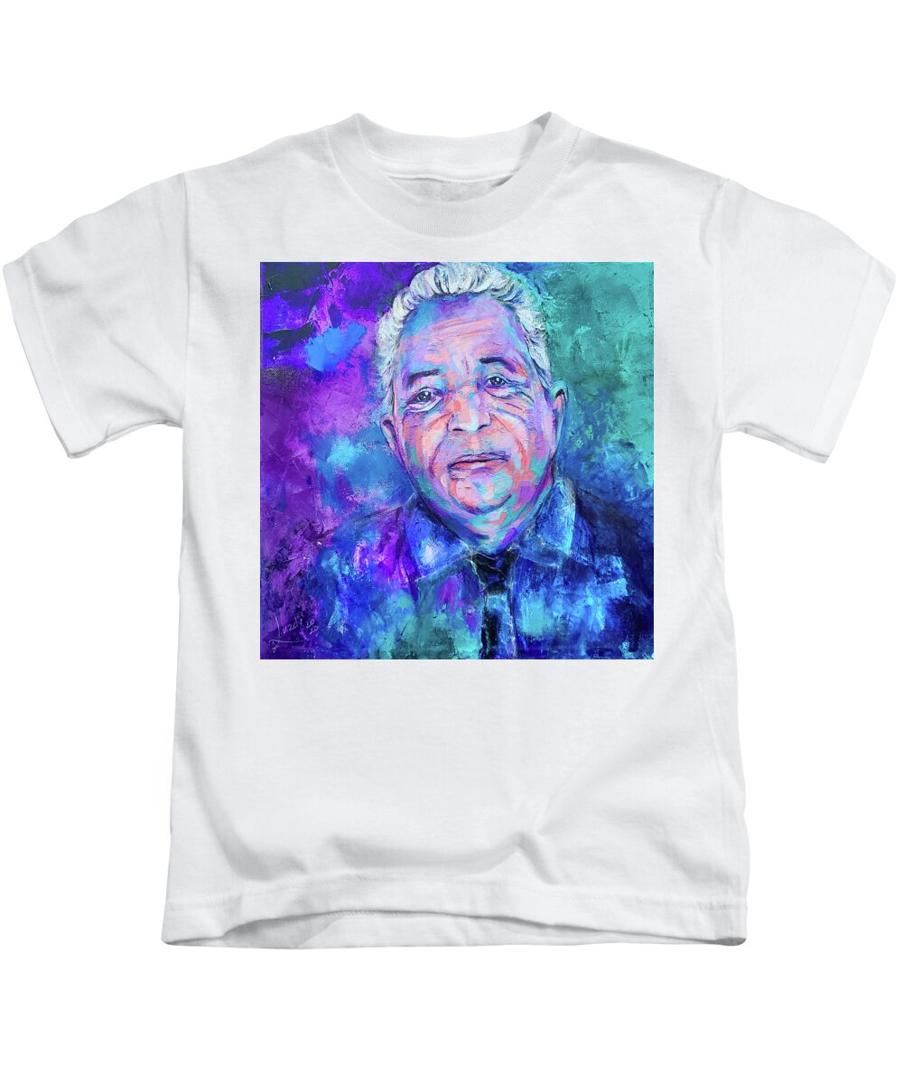 Bold Portrait Painting Kids T-Shirt featuring the painting Dear Old Man #1 by Luzdy Rivera