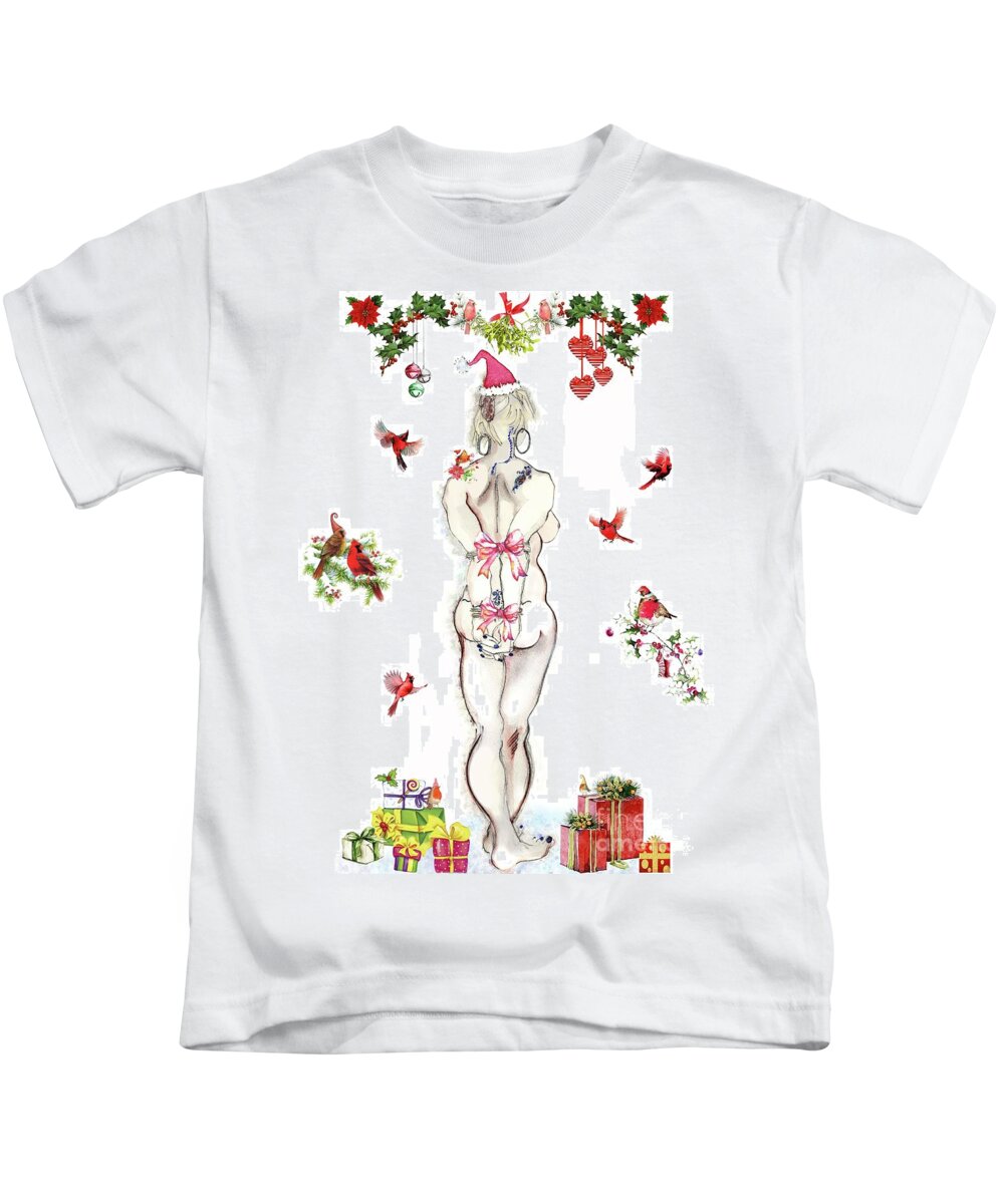 Christmas Cards Kids T-Shirt featuring the mixed media Holiday Princess by Carolyn Weltman