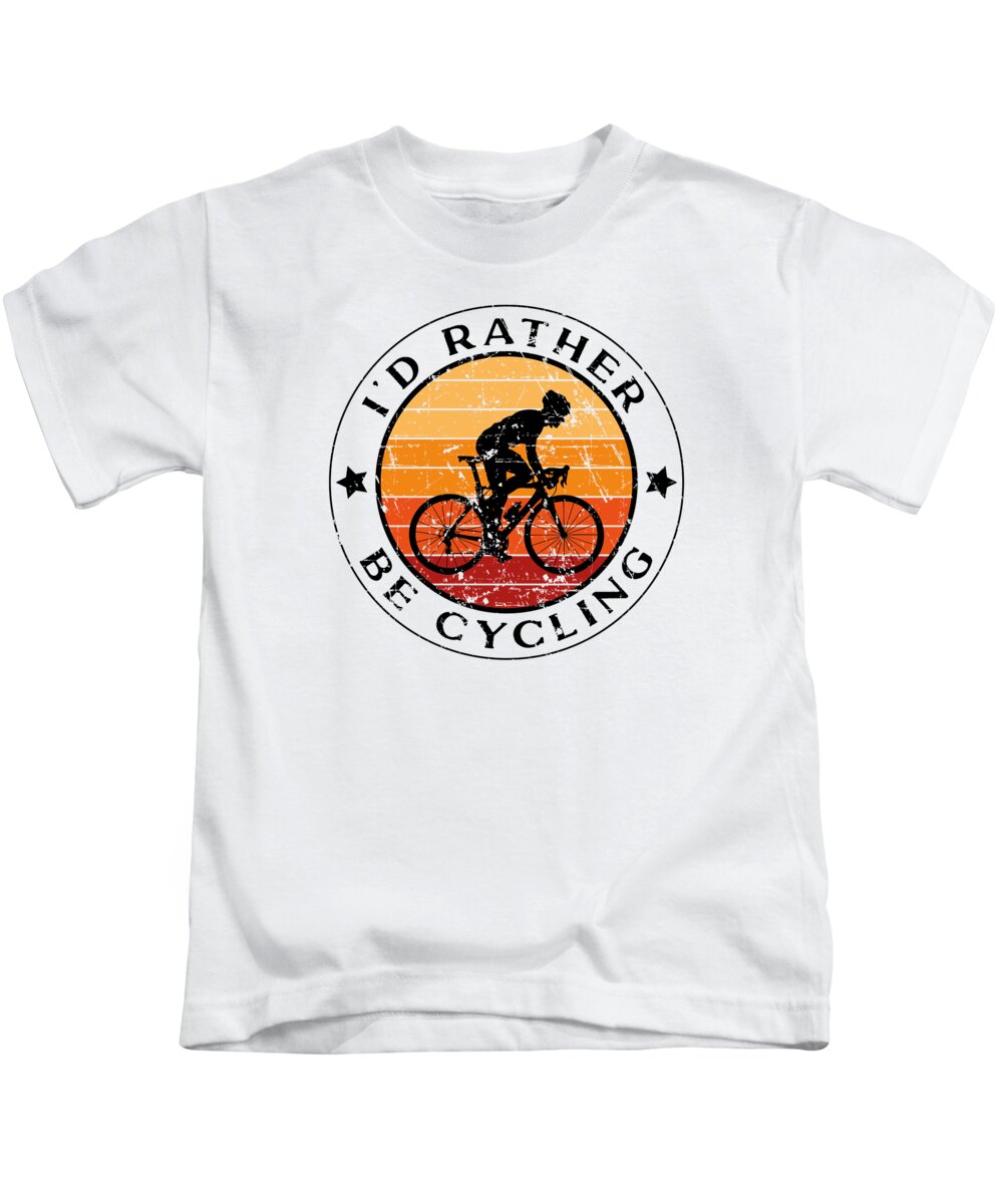 Mountain Bike Kids T-Shirt featuring the digital art Id Rather Be Cycling Bicycle Bike #1 by Toms Tee Store