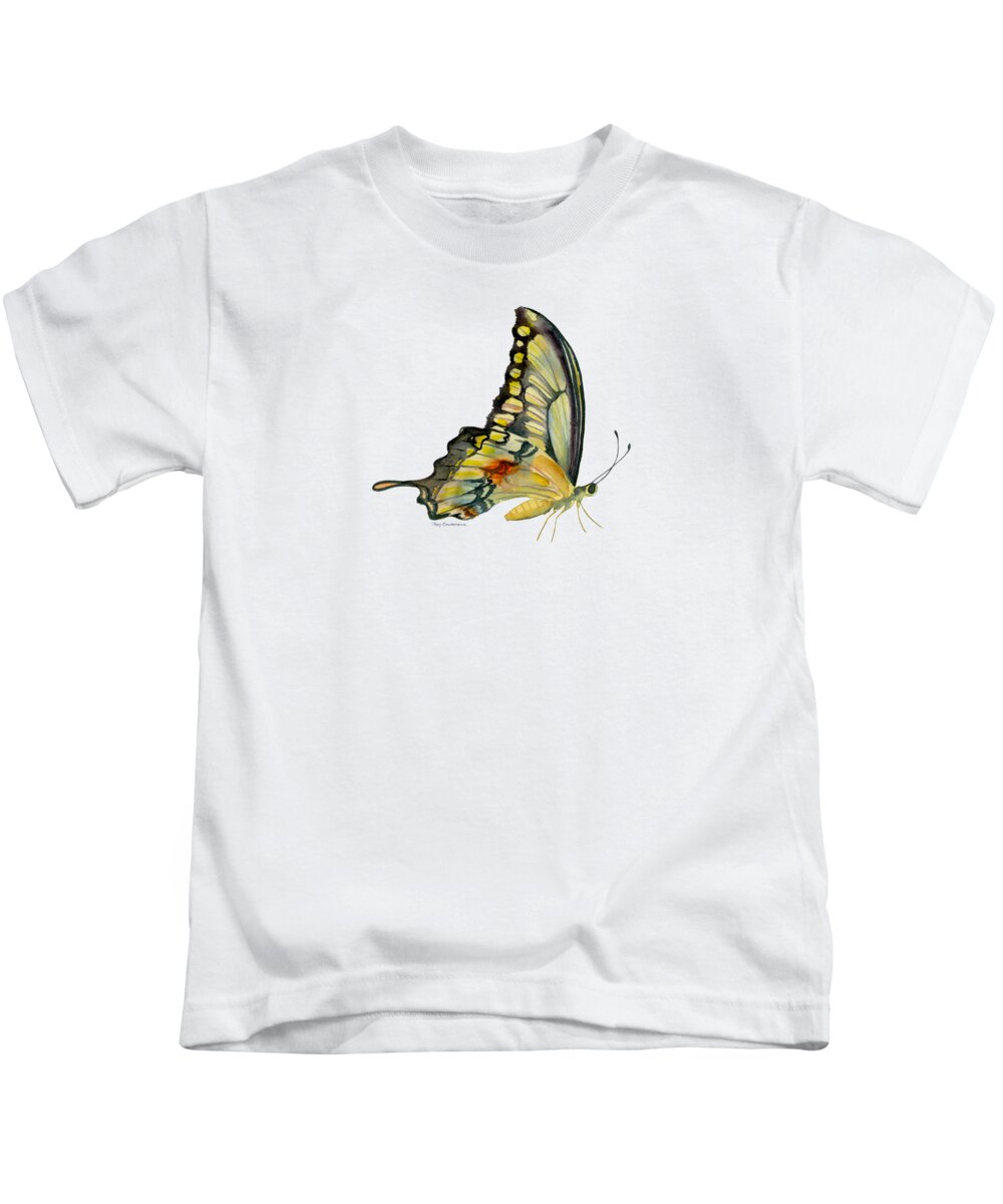Swallowtail Butterfly Kids T-Shirt featuring the painting 104 Perched Swallowtail Butterfly by Amy Kirkpatrick