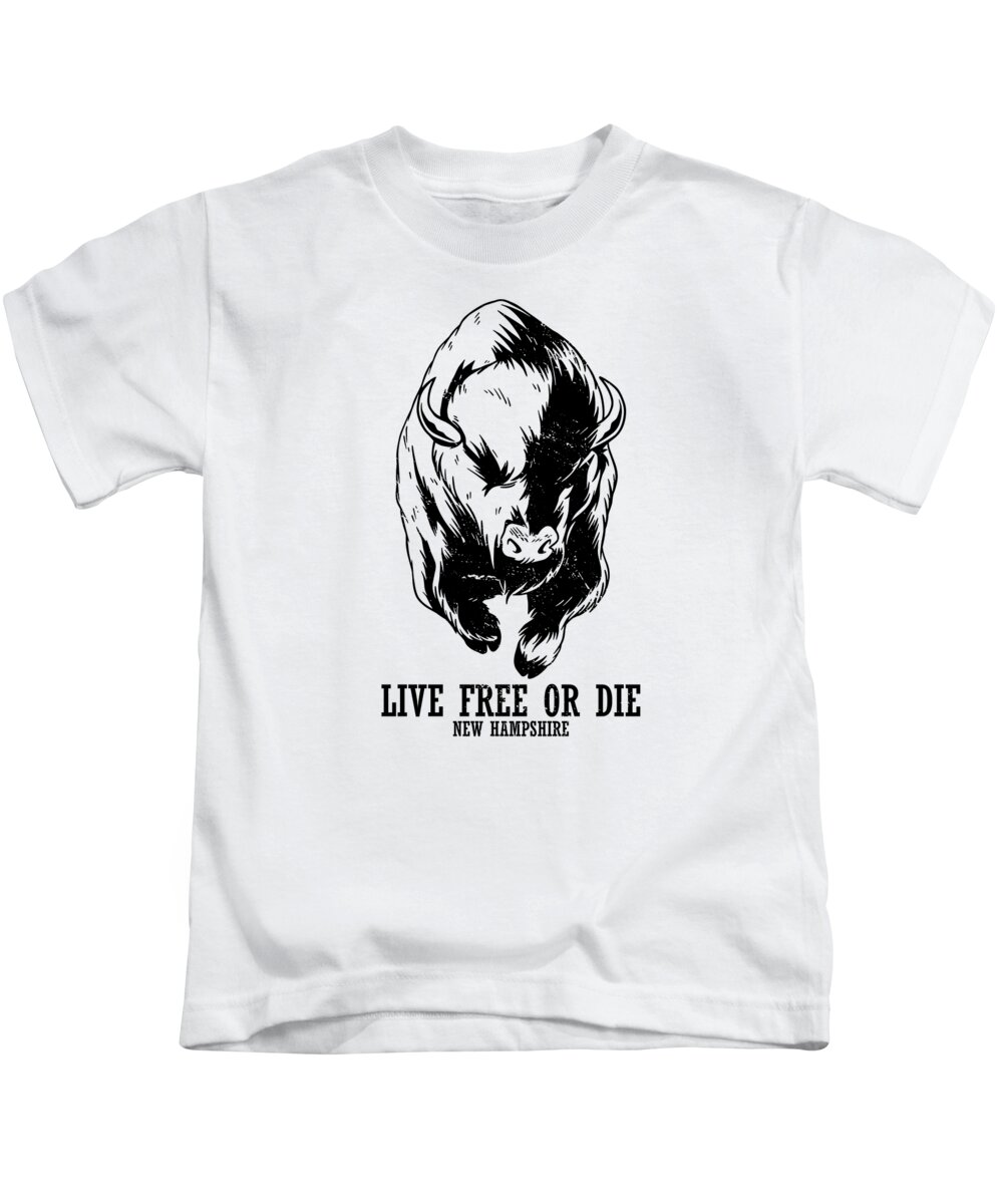 New Hampshire Kids T-Shirt featuring the digital art Live Free or Die New Hampshire Hiking #15 by Toms Tee Store