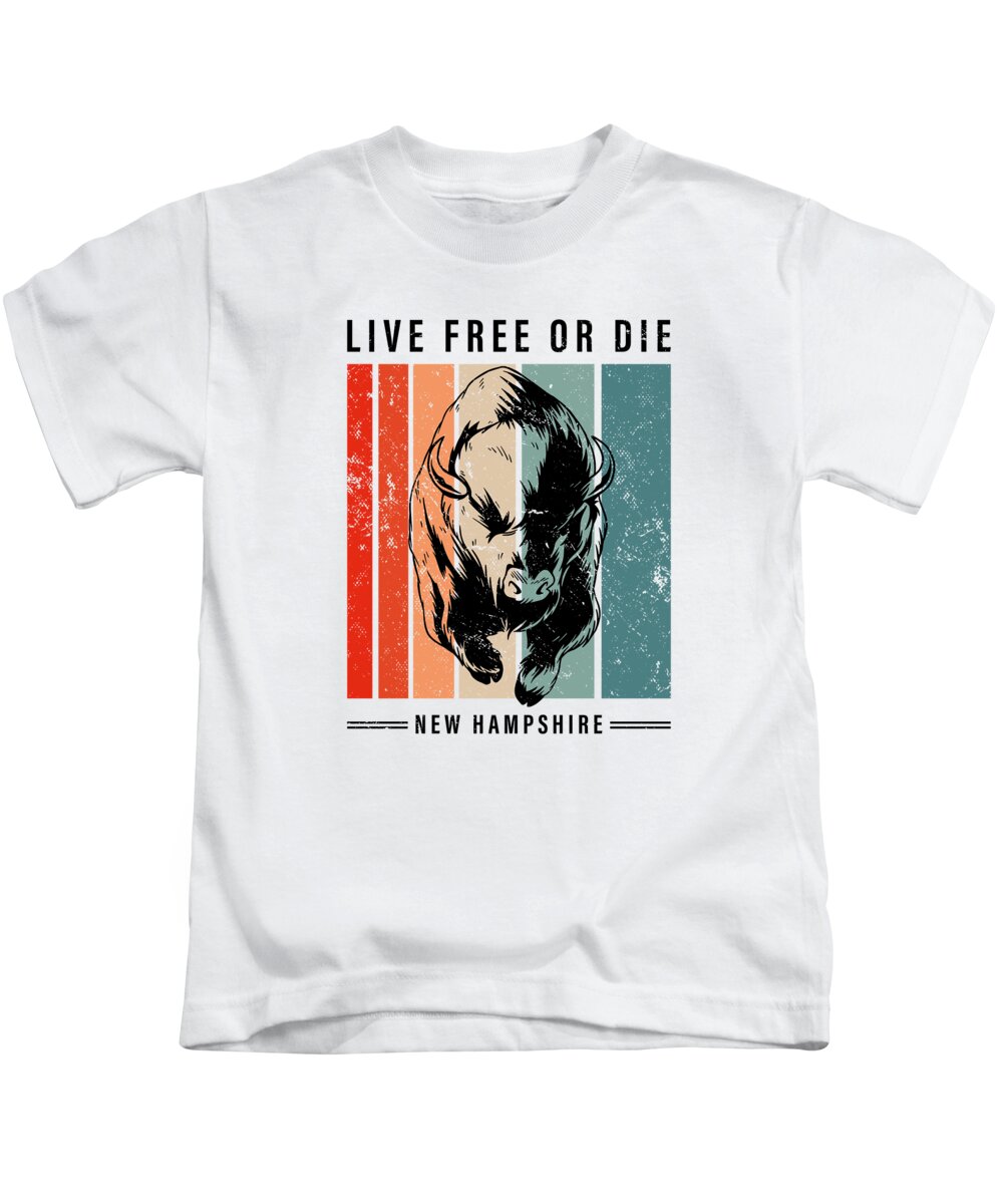 New Hampshire Kids T-Shirt featuring the digital art Live Free or Die New Hampshire Hiking #16 by Toms Tee Store