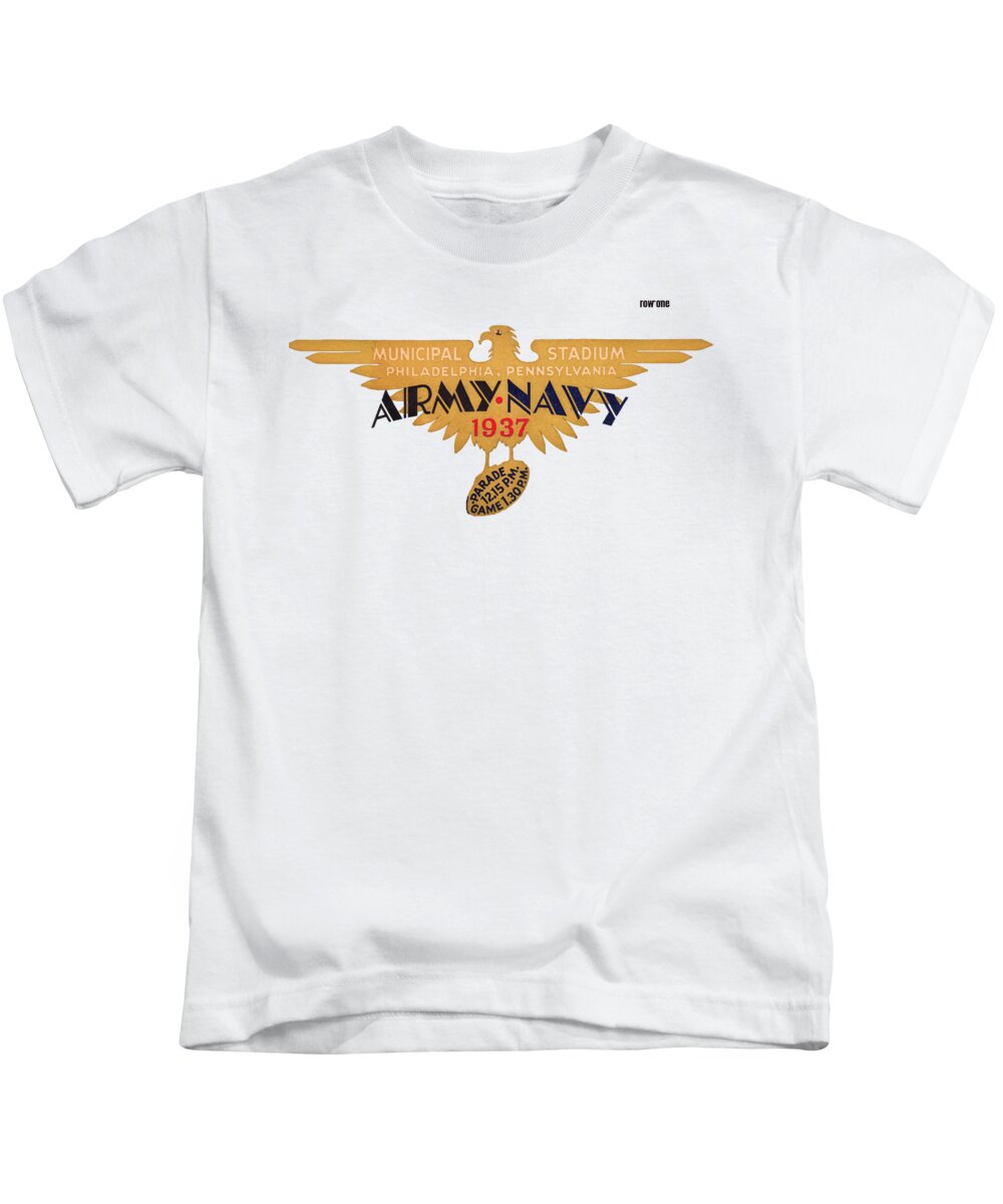 1937 Army Navy Game Kids T-Shirt featuring the mixed media 1937 Army vs. Navy Football Ticket by Row One Brand