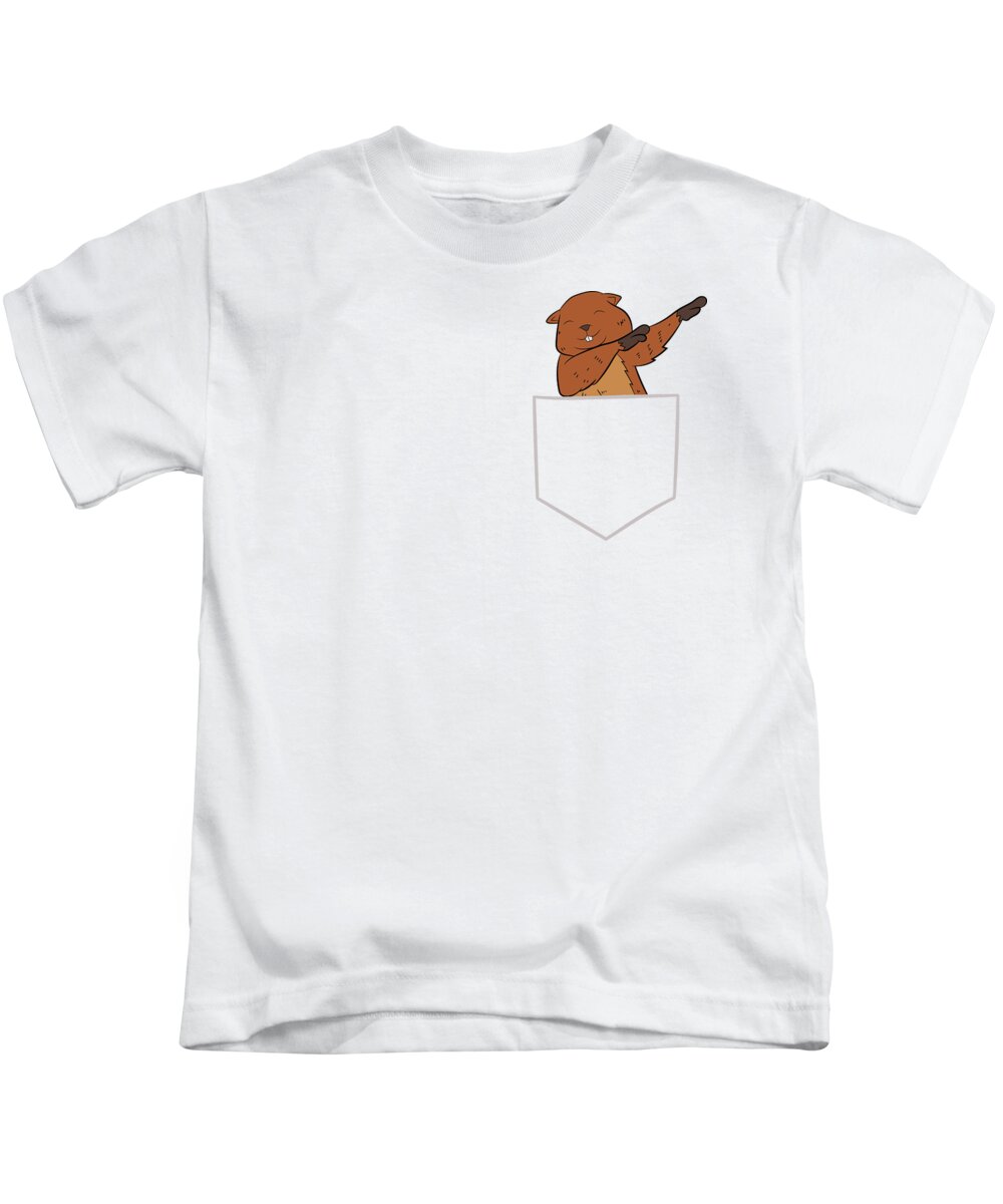 Dabbing Beaver Kids T-Shirt featuring the tapestry - textile Dabbing Beaver Fake Pocket Beaver #2 by EQ Designs