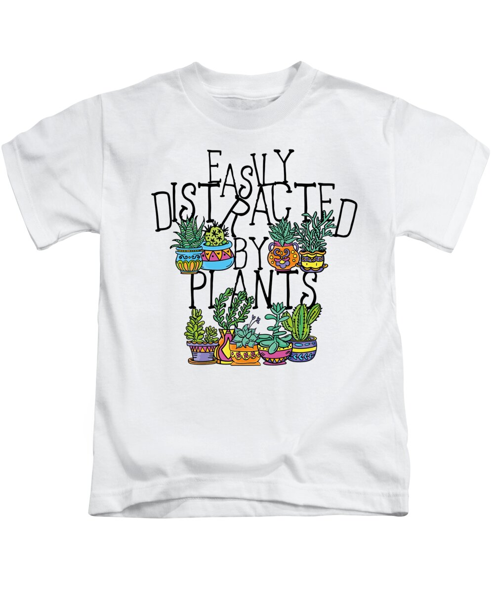 Easily Distracted Kids T-Shirt featuring the digital art Easily Distracted Plants Botany Teacher Planting #2 by Toms Tee Store