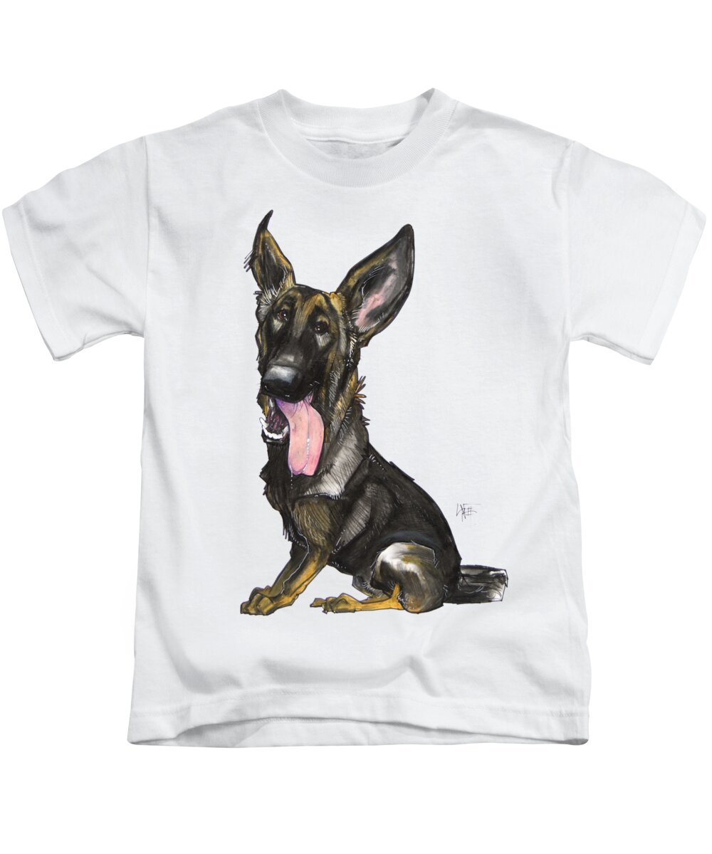 Dog Kids T-Shirt featuring the drawing German Shepherd by Canine Caricatures By John LaFree