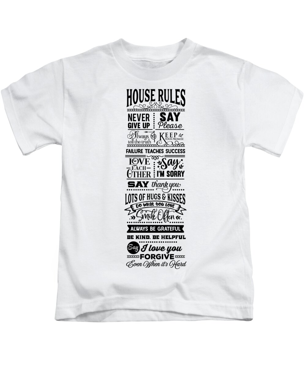 Family Kids T-Shirt featuring the digital art House Rules #2 by Sambel Pedes
