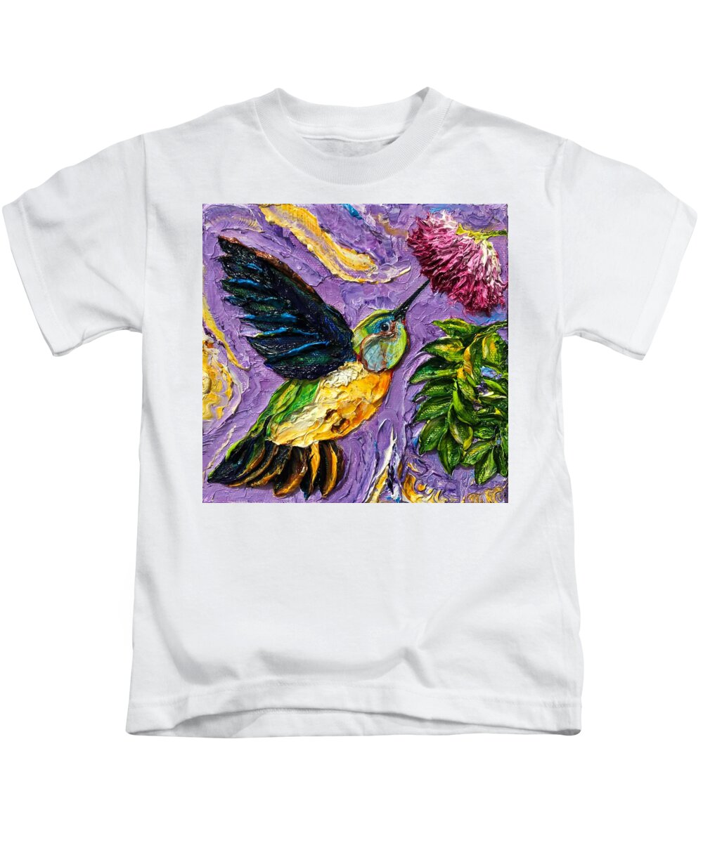 Hummingbirds Kids T-Shirt featuring the painting Hummingbird #3 by Paris Wyatt Llanso