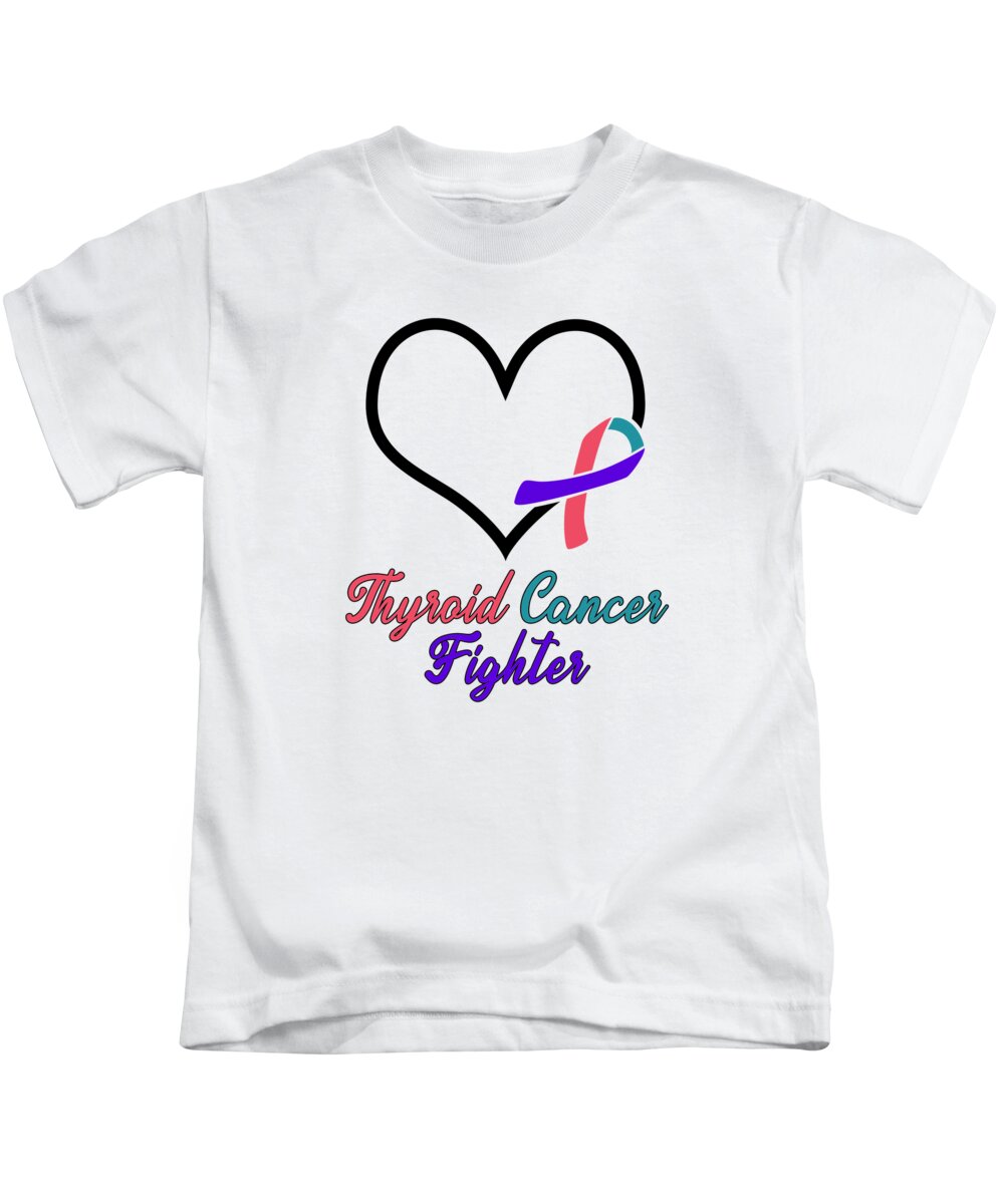præmie overdraw Gøre mit bedste Thyroid Cancer Fighter Heart Ribbon Awareness Kids T-Shirt by Florian Dold  Art - Pixels