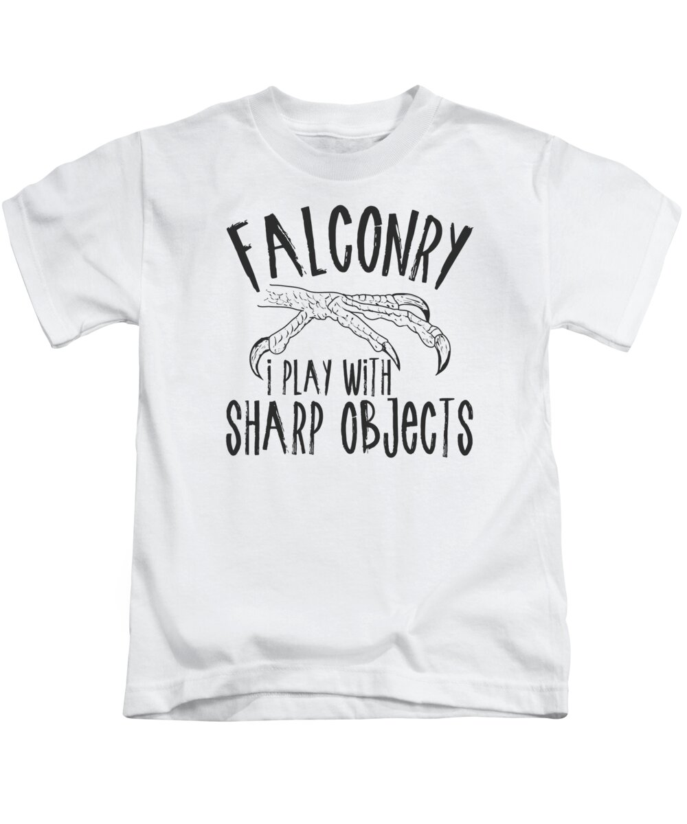 Falconer Kids T-Shirt featuring the digital art Falconer Hobby Hawking Hunting Sport Wildlife #3 by Toms Tee Store