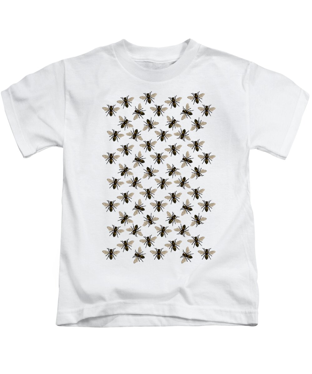 Honey Bee Pattern Kids T-Shirt featuring the digital art Honey Bee Pattern - No. 1 by Eclectic at Heart