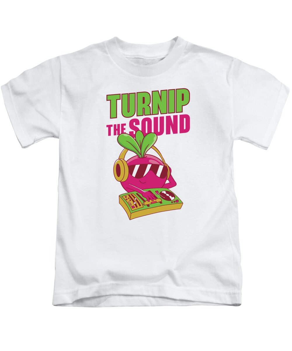 Music Kids T-Shirt featuring the digital art Music Turnip Party Music Lover Vegetable #3 by Toms Tee Store
