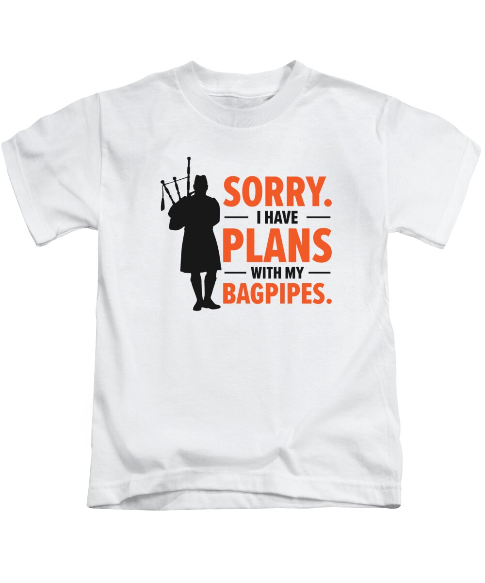 Bagpiper Kids T-Shirt featuring the digital art Bagpiper Bagpiping Bagpipes Scotsman Musician Player #4 by Toms Tee Store