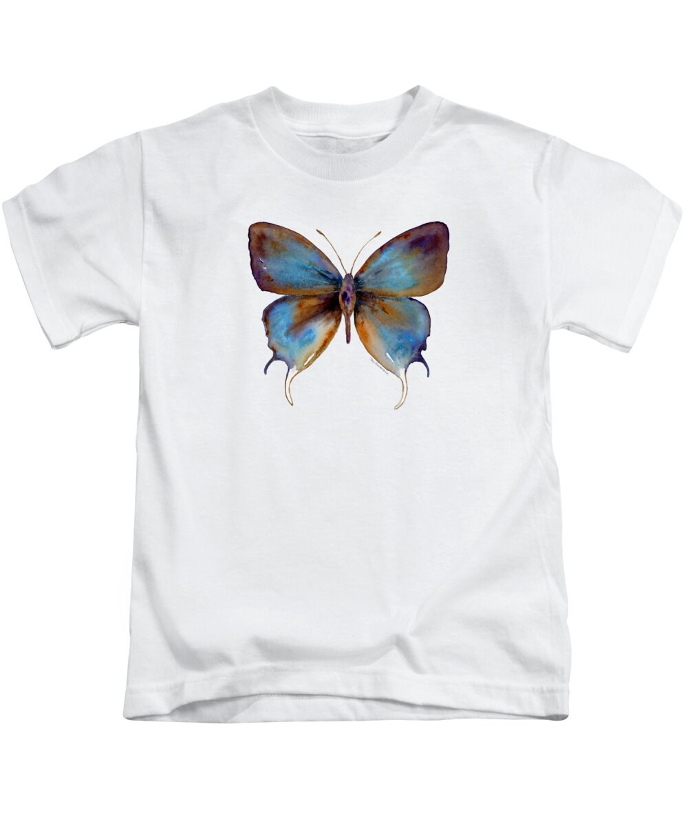 Manto Kids T-Shirt featuring the painting 48 Manto Hypoleuca Butterfly by Amy Kirkpatrick