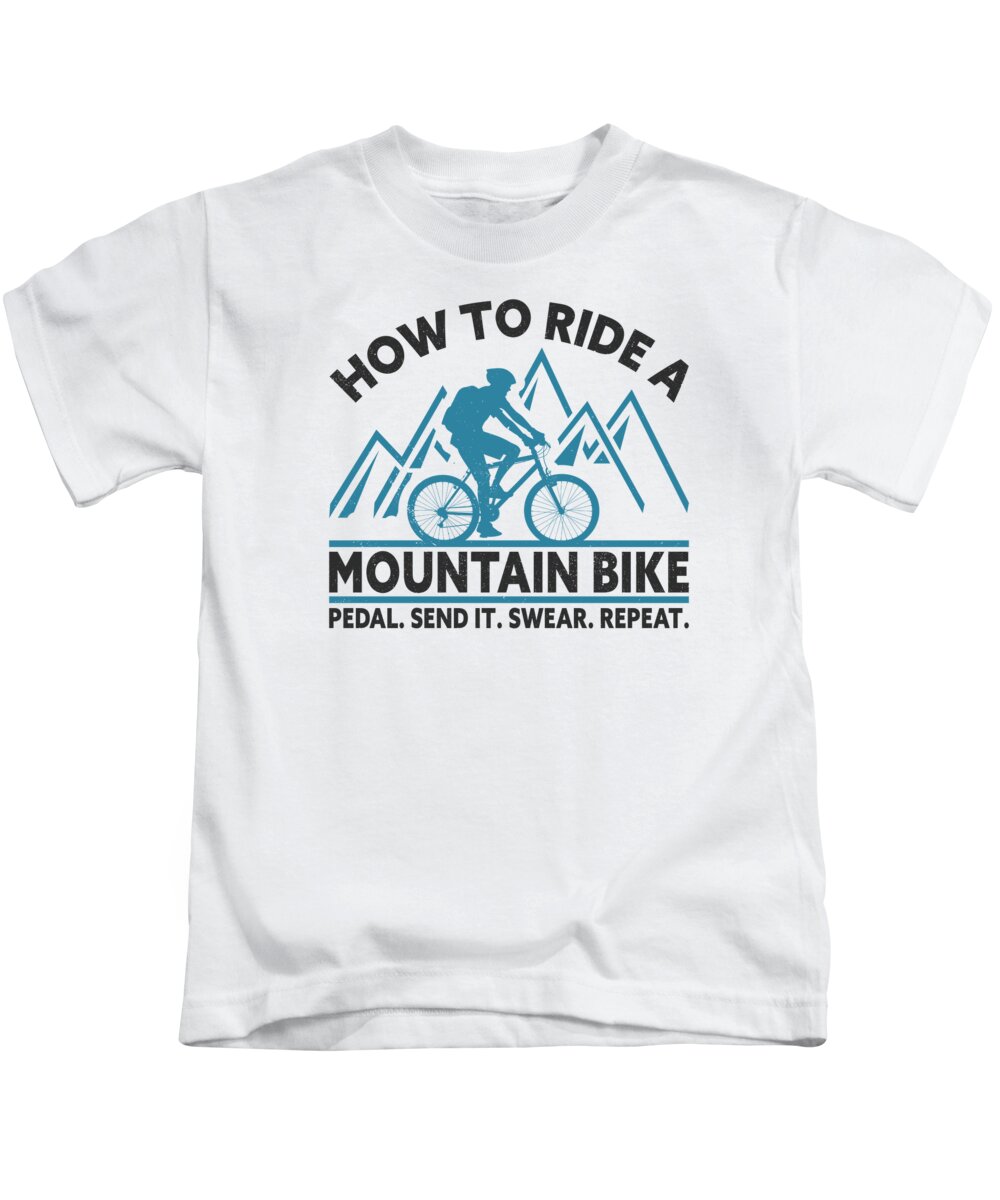 Mountain Bike Kids T-Shirt featuring the digital art Mountain Bike Biker Cyclist Bicycle Biking #5 by Toms Tee Store