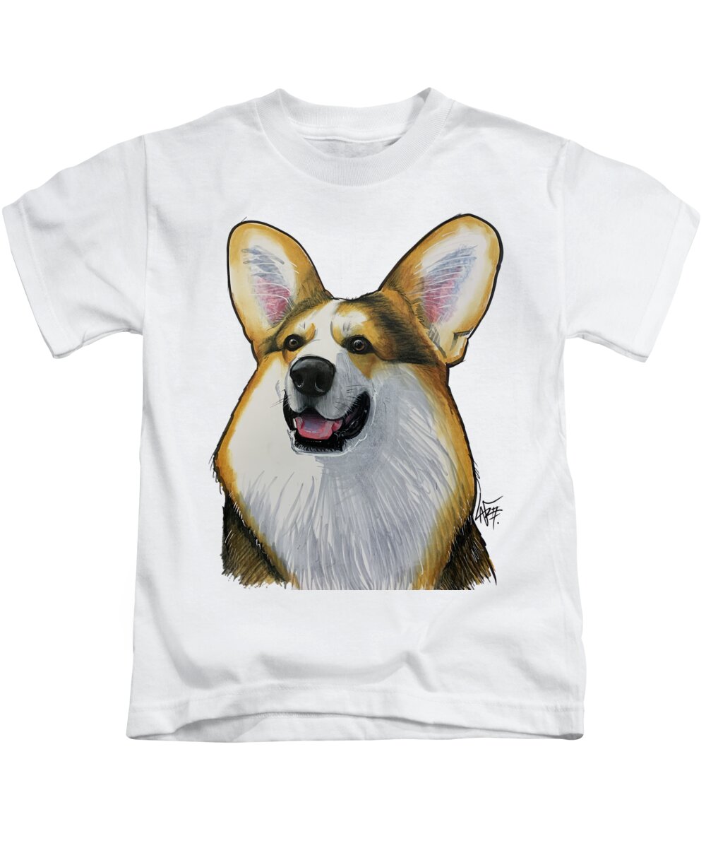 Robb Kids T-Shirt featuring the drawing 5316 Robb by Canine Caricatures By John LaFree