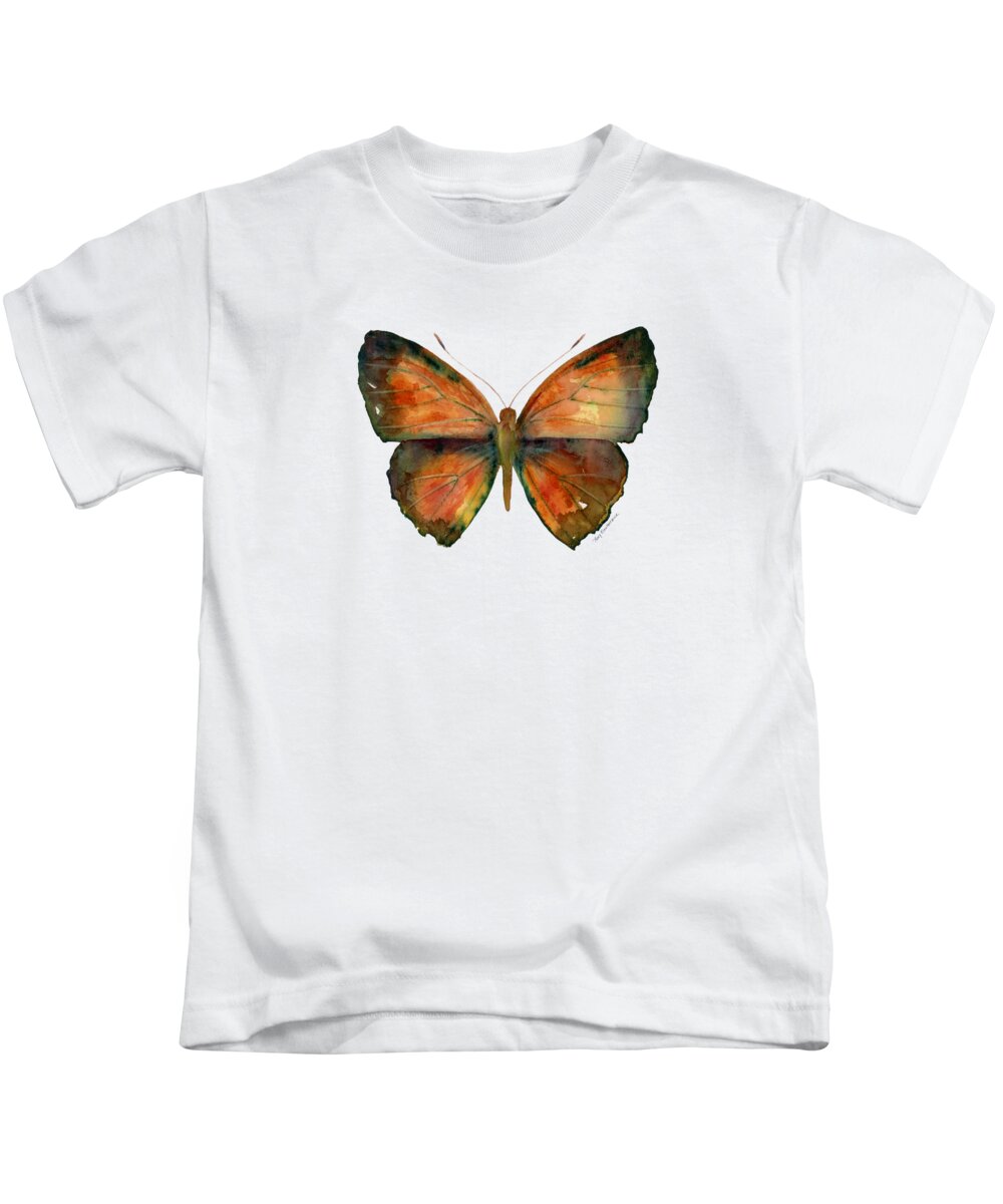 Copper Jewel Kids T-Shirt featuring the painting 56 Copper Jewel Butterfly by Amy Kirkpatrick