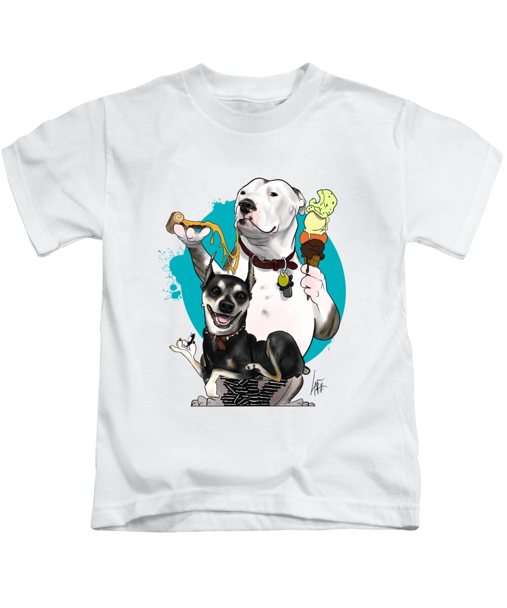 5772 Kids T-Shirt featuring the drawing 5772 Sayers by Canine Caricatures By John LaFree