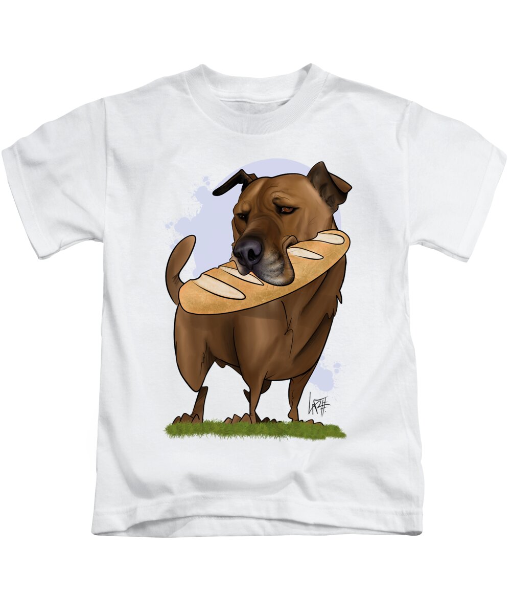 5905 Kids T-Shirt featuring the drawing 5905 Lyon by Canine Caricatures By John LaFree