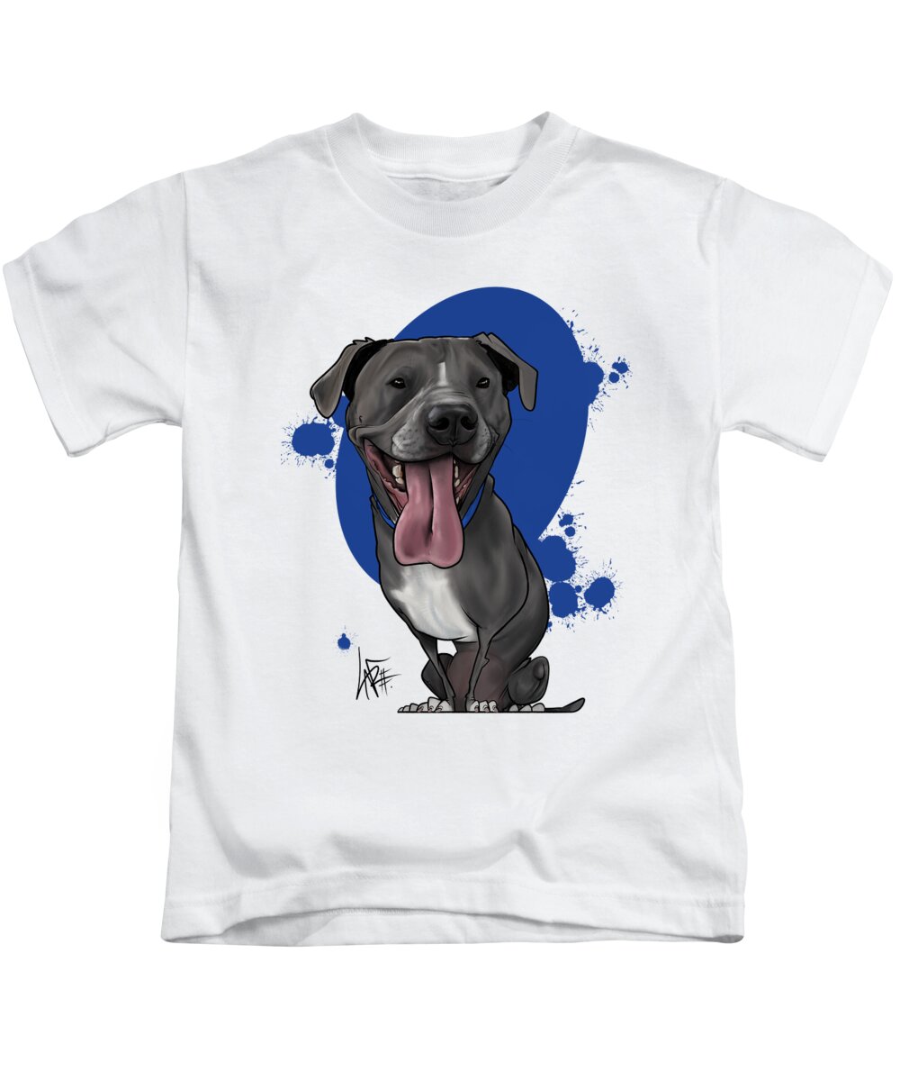 5928 Kids T-Shirt featuring the drawing 5928 Johnson by Canine Caricatures By John LaFree