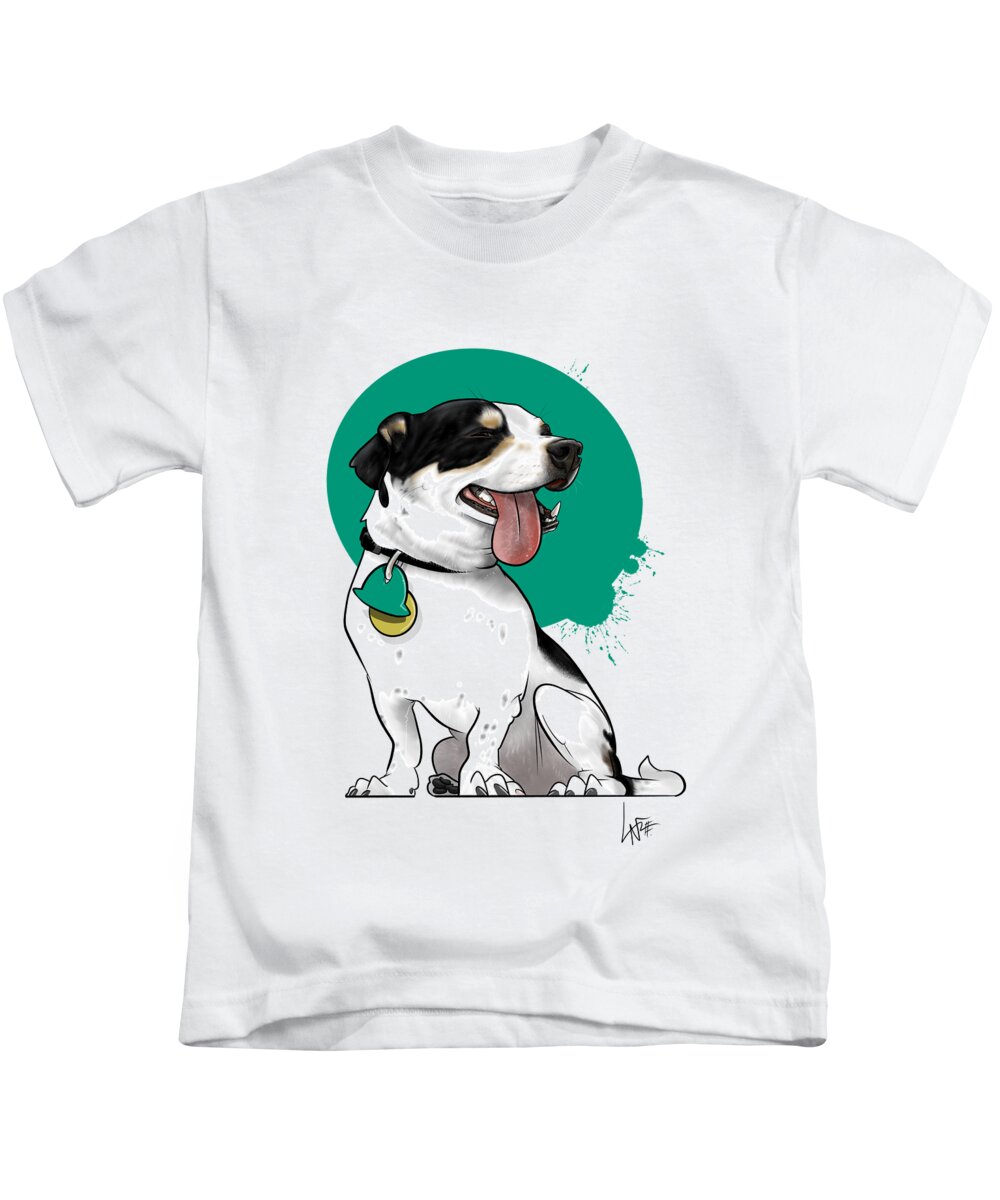 6018 Kids T-Shirt featuring the drawing 6018 Powers by Canine Caricatures By John LaFree