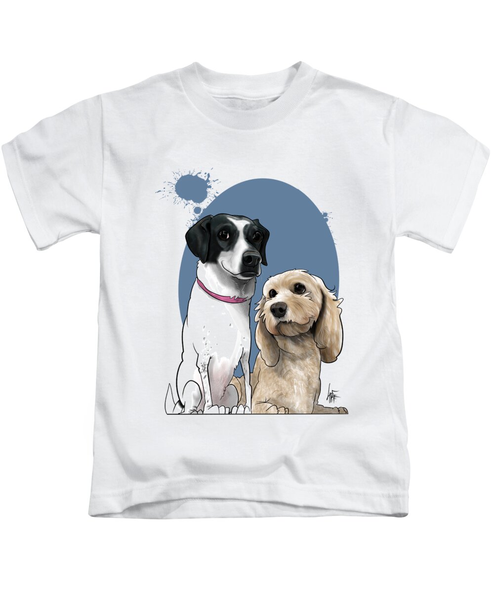 6051 Kids T-Shirt featuring the drawing 6051 Bernard by Canine Caricatures By John LaFree
