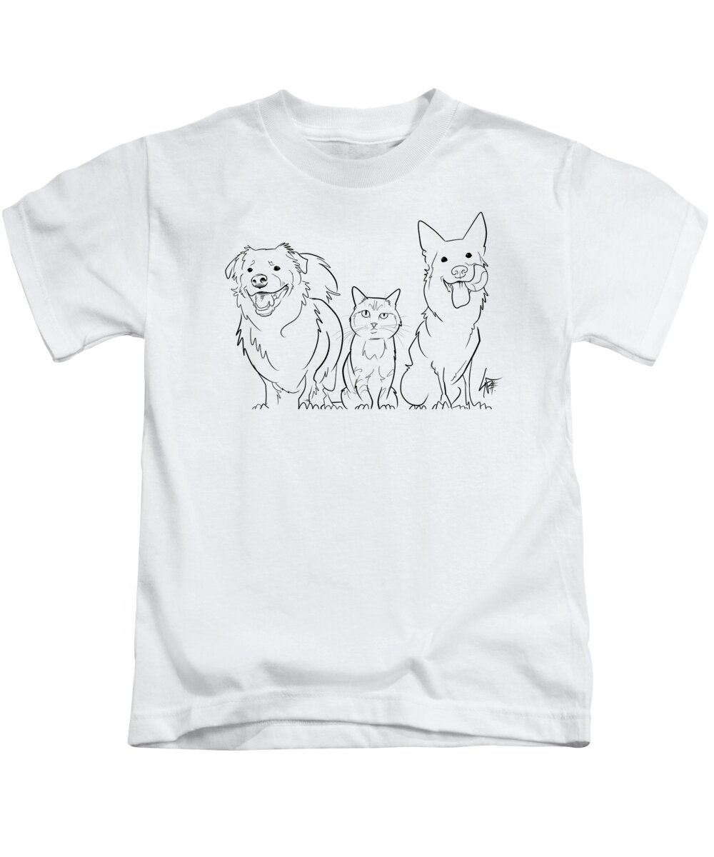 6076 Kids T-Shirt featuring the drawing 6076 Prouty by Canine Caricatures By John LaFree