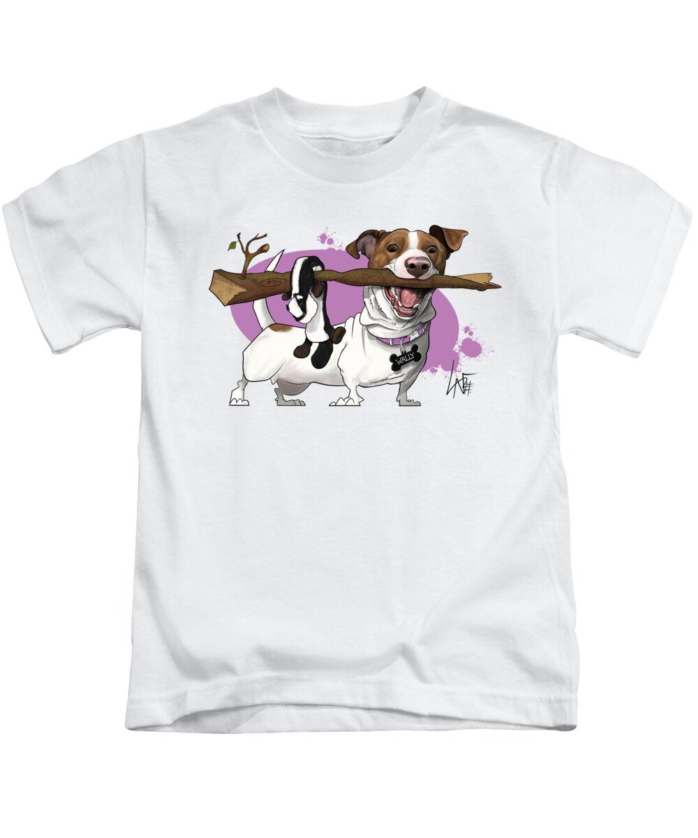 6087 Kids T-Shirt featuring the drawing 6087 Bunyi by Canine Caricatures By John LaFree