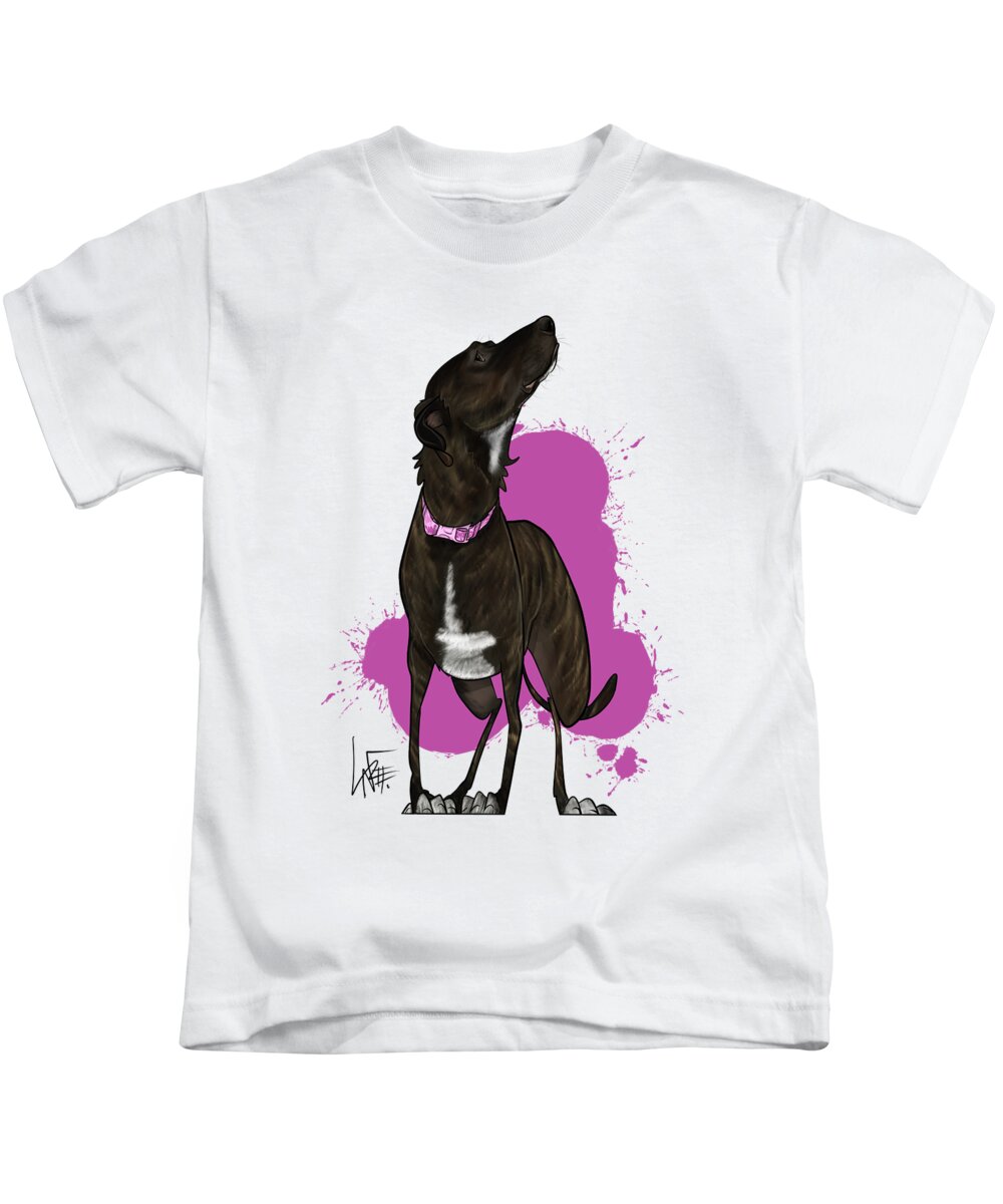 6142 Kids T-Shirt featuring the drawing 6142 Hilby by Canine Caricatures By John LaFree
