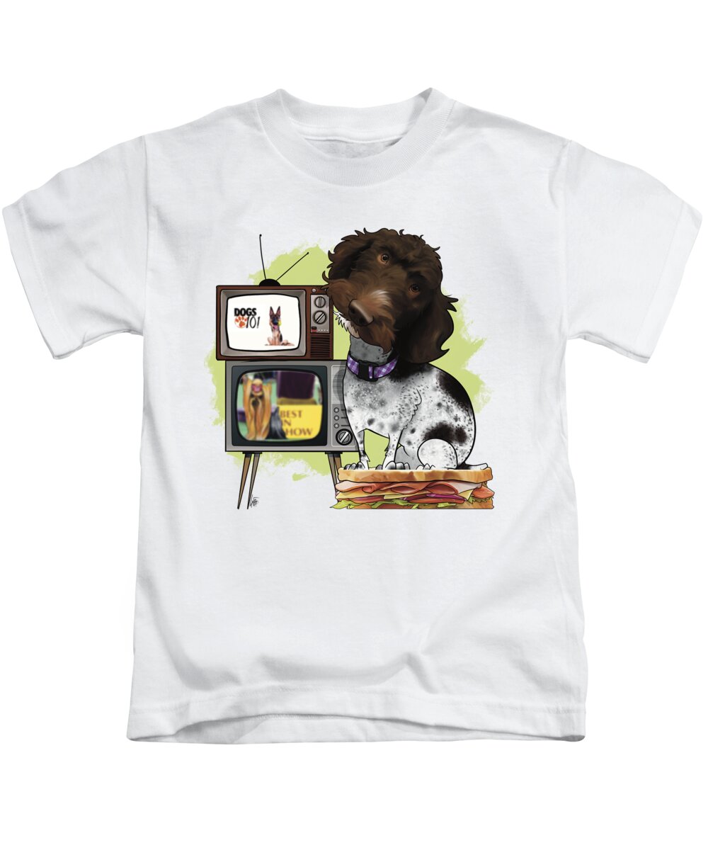 6568 Kids T-Shirt featuring the drawing 6568 Kearns by Canine Caricatures By John LaFree